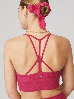 Alo Yoga Alosoft Lavish Sports Bra Crop Top Magenta Crush Pink Size Small